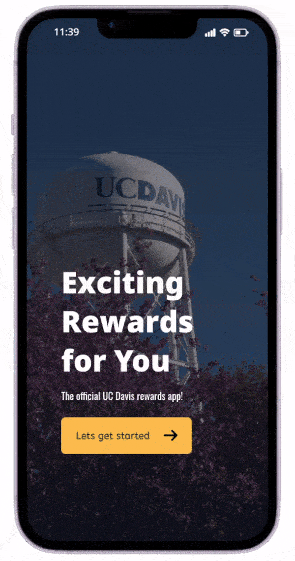 AggieRewards onboarding and sign-up flow