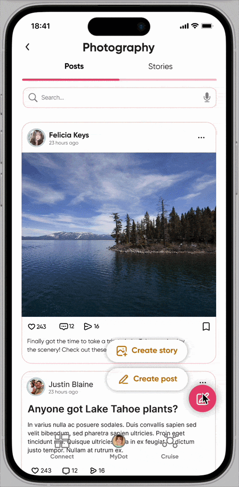 DavisDot prototype: creating a post under the Photography interest