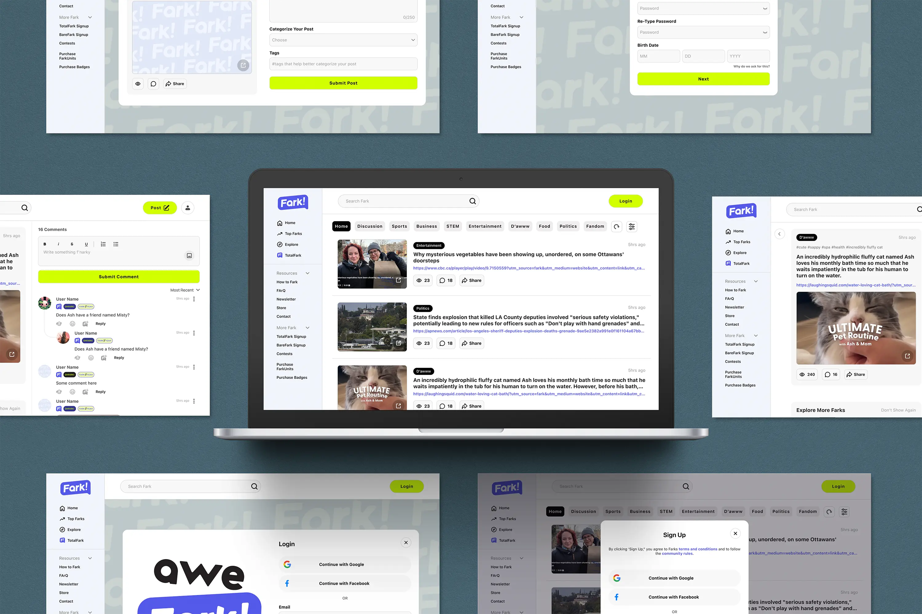 Fark.com redesign screens