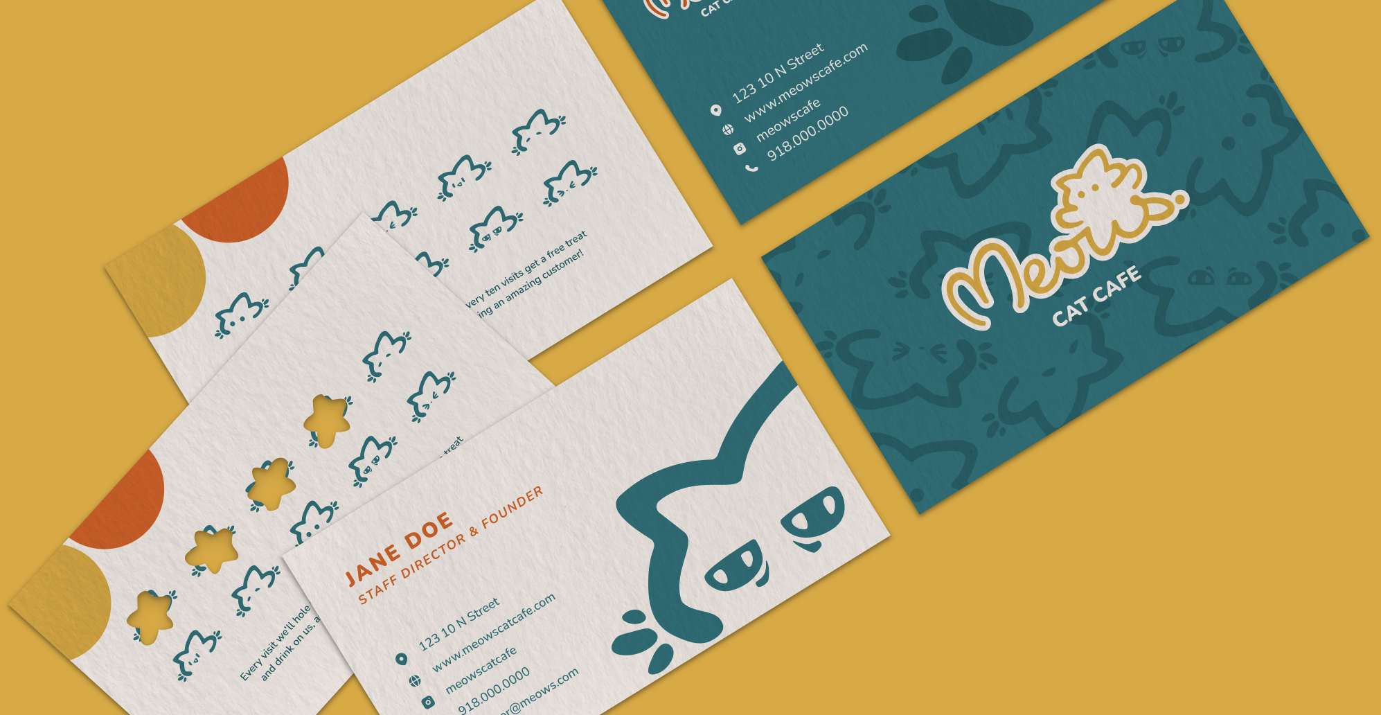 Meows Cat Cafe brand collateral